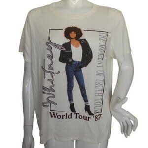 WHITNEY HOUSTON Concert Tshirt, XXL, Off-white, 1987, Photo, Short sleeves,